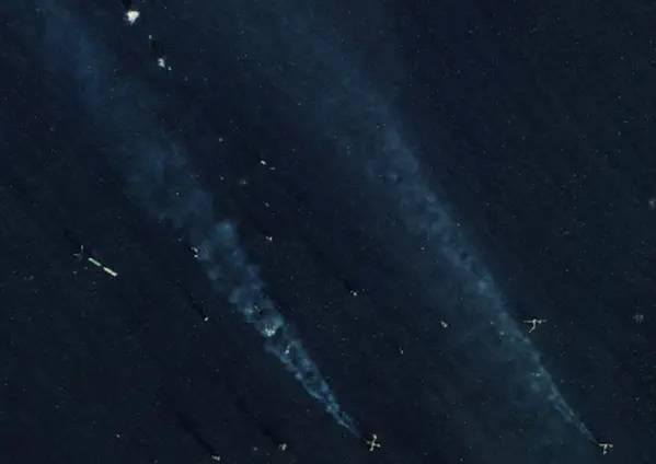 This Copernicus Sentinel-2 image, captured on 28 December 2021, shows the location of the Zaap-C offshore platform leaking methane (cropped) Credit: ESA - CC BY-SA 3.0 IGO https://creativecommons.org/licenses/by-sa/3.0/igo/