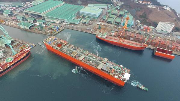 The Coral South FLNG hull was launched in January - Credit: Eni