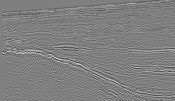 Early-out Fast-Track Pre-Stack Time Migration showing high-resolution detail of the thick Zambezi Basin sediments and previously unseen faulting geometry in the basement (image courtesy of CGG Multi-Client & New Ventures)