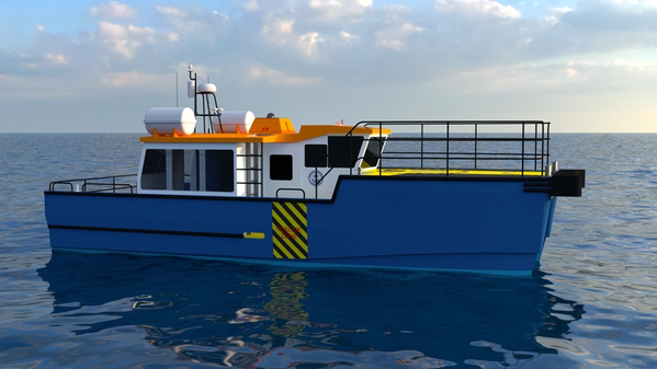 Edison Chouest Offshore's new "mini-CTV" will be a daughter craft to its SOV ECO Edison, slated to enter service in 2024. (Image: Chartwell Marine)