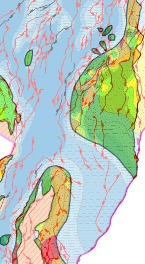 Example geological map generated from the study to help find the sweet spots for CO2 storage sites (image courtesy of CGG).