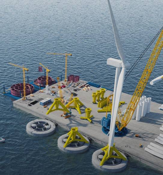 Example of innovative concrete ‘Wheel’ floating wind technology (Credit: Esteyco/Supplied by Empire Energy)
