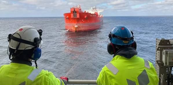 
The first cargo from Johan Castberg was loaded by the tanker Bodil Knutsen in May, shipping around 700,000 barrels to Spain (Credit: Equinor)
