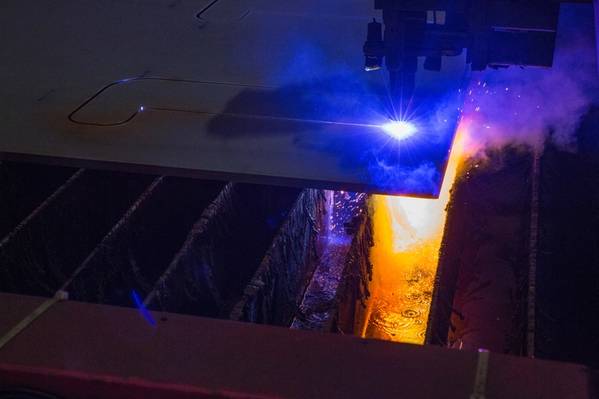 First steel was cut for SBM’s first Fast4Ward hull at the SWS yard in Shanghai, China, back in March 2018. (Photo: SBM Offshore)