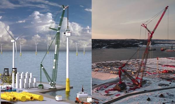  Huisman and BMS crane (left), Mammoet SK350 crane (right) - Image shared by Mammoet