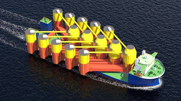 Illustration of five Bassoe D-Floater foundations in transport. Courtesy: Bassoe Technology