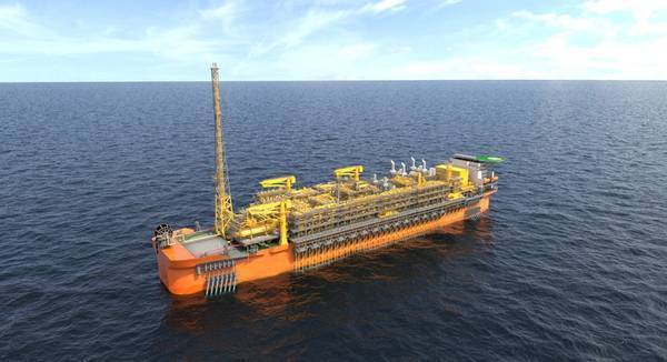 An illustration of a Fast4Ward FPSO. The image doesn't reflect the final look of the FPSO Alexandre de Gusmão. (© SBM Offshore)