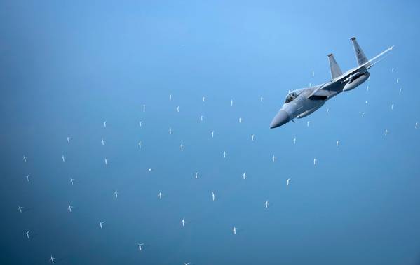 For illustration only - A U.S. Air Force F-15C Eagle assigned to the 48th Fighter Wing, RAF Lakenheath, United Kingdom, breaks away from a KC-135 Stratotanker from the 100th Air Refueling Wing, RAF Mildenhall, U.K., after receiving fuel off the English Coast, April 23, 2020. The 100th ARW provides air-refueling support throughout the European and African areas of responsibility. (U.S. Air Force photo by Tech. Sgt. Emerson Nuñez)