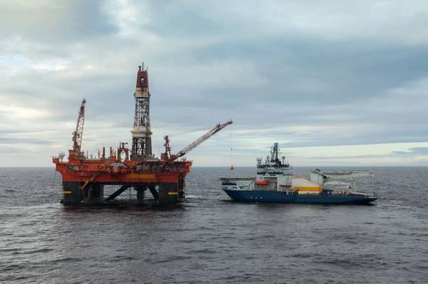 For Illustration; An icebreaker alongside a semi-submersible drilling rig in Kara Sea, Russia.

