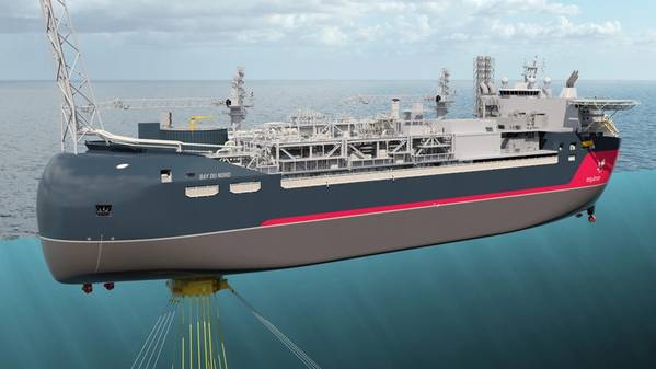 Illustration of the planned Bay du Nord Floating Production Storage and Offloading (FPSO) vessel  - Credit: Equinor