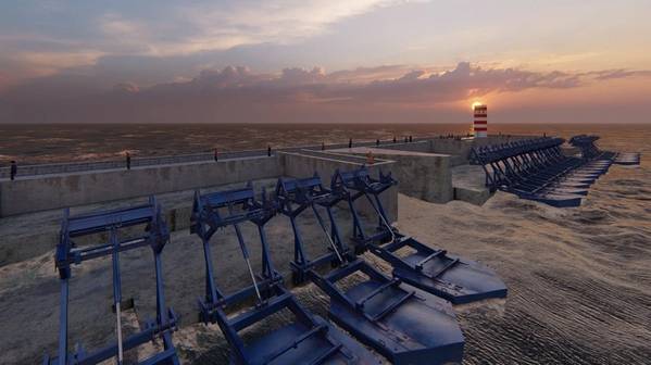 Illustration of Eco Wave Power's upcoming project in Portugal (Credit: Eco Wave Power)