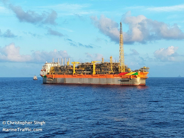 Illustration only - Liza Unity FPSO. The FPSO is Guyana's second offshore unit in production - Credit: Christopher Singh/MarineTraffic.com