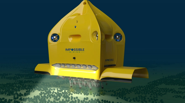 Impossible Mining underwater robot using selective pickup of polymetallic nodules which are rich in battery metals - ©Impossible Mining