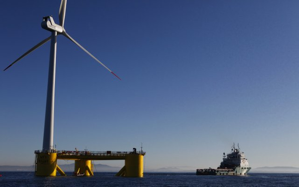 Installation of the Windfloat Prototype in Portugal, in 2011 (Photo: Bourbon Subsea Services)