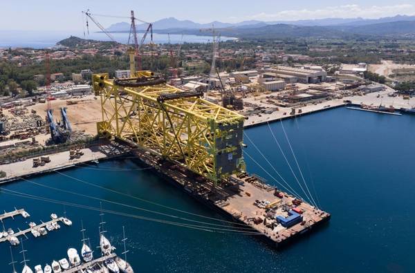 Jacket structure destined for the Neptun Deep gas development (Credit: Saipem)