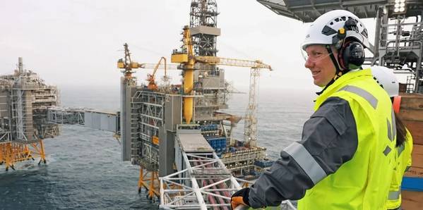 Kjetil Hove, executive vice president for Development and Production Norway, visiting the Johan Sverdrup field in the North Sea (Credit: Arne Reidar Mortensen / Equinor)