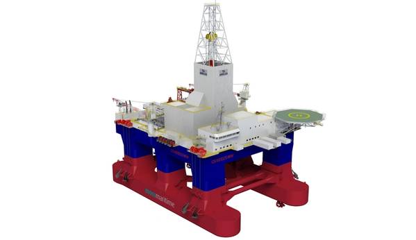 Kongsberg Maritime says its systems will be used to optimize operations on the second newbuild Awilco Drilling Owned Moss CS60Eco semi-submersible drilling rig being built by Singapore’s Keppel Offshore & Marine. (Image: Kongsberg Maritime)