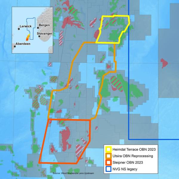 Location map showing the Heimdal Terrace, Utsira and Sleipner OBN data coverage (Credit: Viridien)