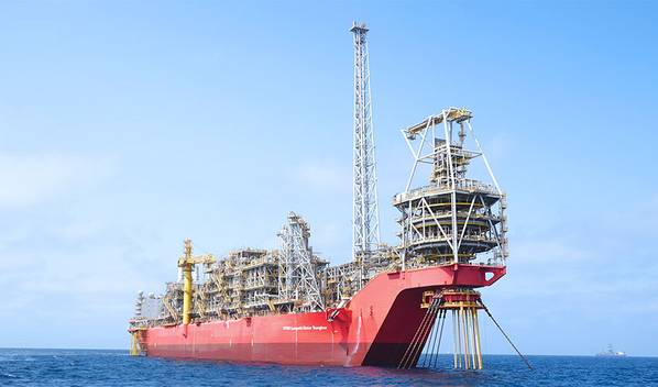 The FPSO Léopold Sédar Senghor is deployed at the Sangomar (formerly SNE) field located approximately 100 km south of Dakar, Senegal. The Woodside-operated Sangomar Field Development is the first offshore oil development in the country. (Photo: MODEC)
