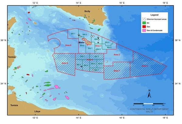 Malta’s designated areas for oil and gas exploration (Credit: The Continental Shelf Department of Malta)