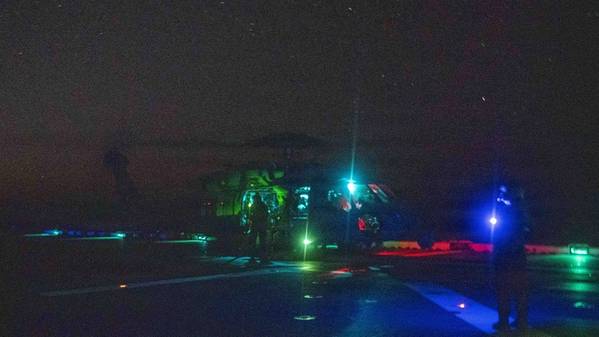 U.S. Marines from the 31st Marine Expeditionary Unit depart USS Tripoli (LHA 7) to board M/V Blue Star III, a commercial ship suspected of attempting to transit to Iran in violation of the U.S. blockade of Iranian ports, April 28, 2026. U.S. forces released the vessel after conducting a search and confirming the ship’s voyage would not include an Iranian port call. (U.S. Marine Corps photo)