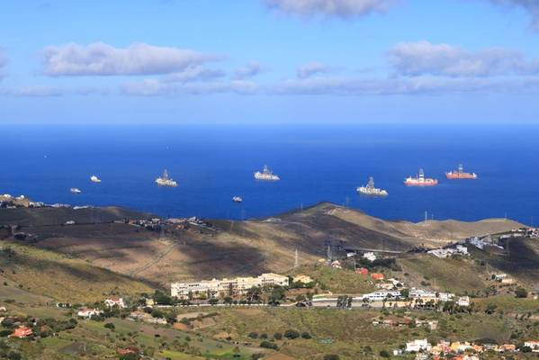 Offshore drilling rigs moored in Las Palmas - Credit: Dynamoland/AdobeStock