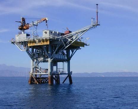 A platform at the South Kavala Gas field - Credit: Energean