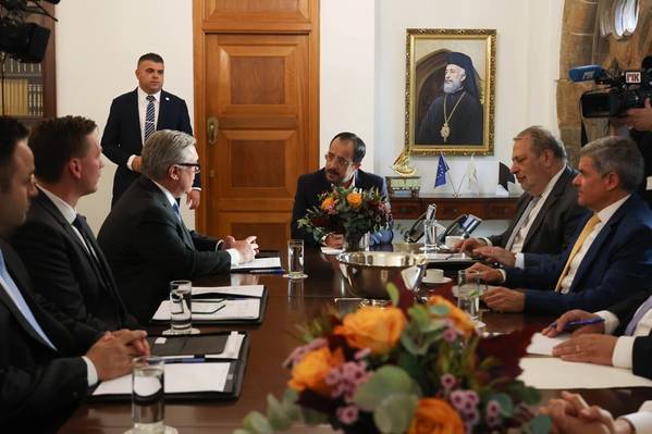 The President of the Republic of Cyprus, Nikos Christodoulides, last week received the President of Chevron Middle East, Africa, South America, Clay Neff. - Credit: Cyprus' Press & Information Office