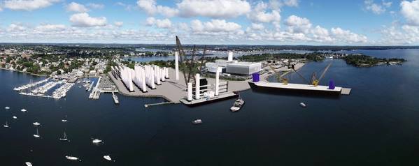 A rendering of Crowley's offshore wind terminal in Salem, Mass. (Image: Crowley)