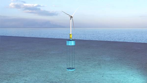 Rendering of the ECO TLP floating offshore wind turbine support structure (Courtesy of ECO TLP and MOcean Offshore)