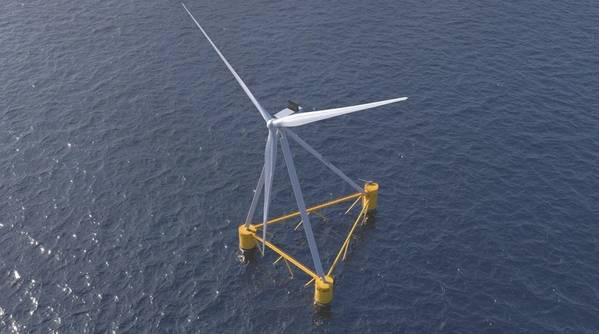 Rendering of X1 Wind's X100 8.5 MW floating wind platform to be deployed in PlemCat, Catalonia, Spain (Credit: X1 Wind)