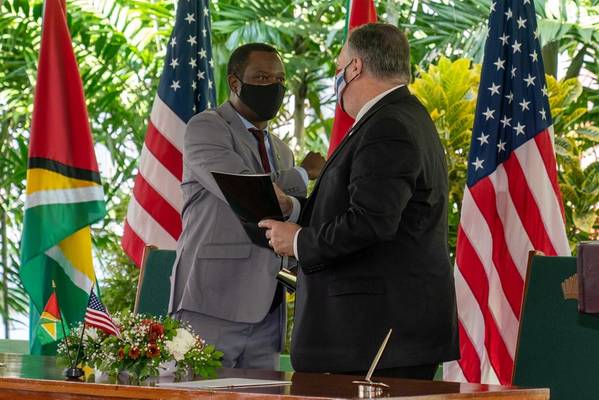 U.S. Secretary of State Mike Pompeo with Guyanese President Irfaan Ali (Photo: Secretary Pompeo / Twitter)