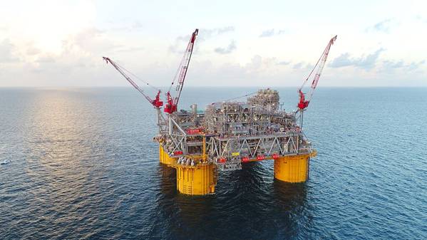 Shell's Appomattox deep-water platform, in the U.S. Gulf.
Image: Allison Smith/Synthetic Pictures/Photographic Services, Shell International Limited.
