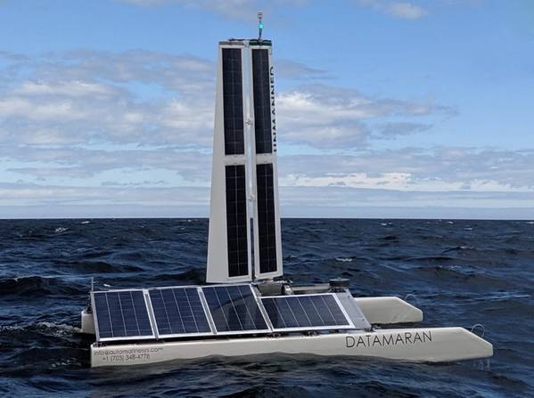 The wind- and solar-powered Datamaran system aims to make offshore wind data gathering easier, faster, cleaner and more cost efficient. (Image: AMS, Equinor)