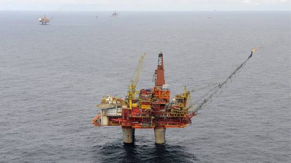 The Statfjord field with Statfjord B in the foreground (Credit: Harald Pettersen/Equinor)