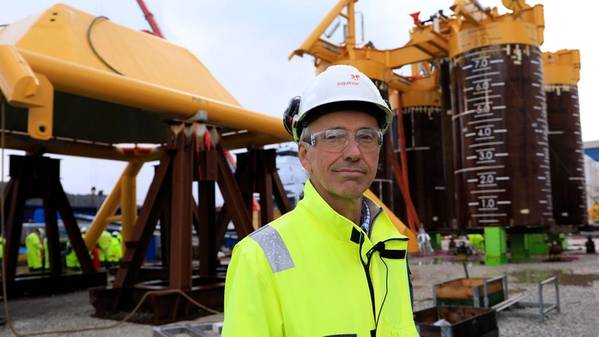 Sverre Overå, project director for Northern Lights, in front of the Northern Lights template. (Photo: Arne Reidar Mortensen)