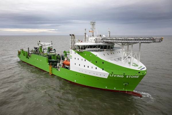 Tideway's new cable and installation vessel Living Stone, one of more than 35 vessels involved in the installation. (Photo: Ørsted)