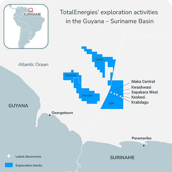 Some of TotalEnergies' discoveries offshore Suriname - File image - Credit: TotalEnergies