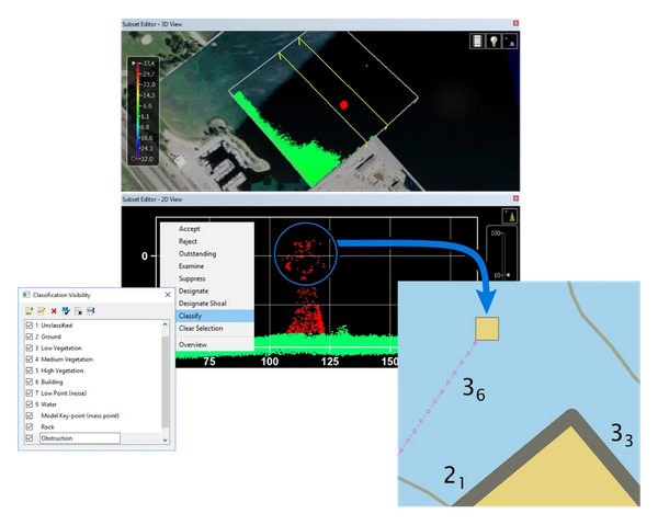 Update Chart Features with Bathymetric Lidar (Image Insert: Lidar to chart in BASE Editor)