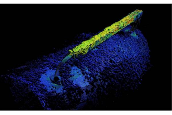 Figure 1: 3D Volumetric Measurement of Anode. Image courtesy Kraken Robotics