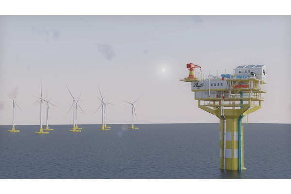 Lhyfe is also working with DORIS on the Nerehyd concept, incorporating hydrogen with floating offshore wind. Image from Lhyfe. Photo courtesy Lhyfe