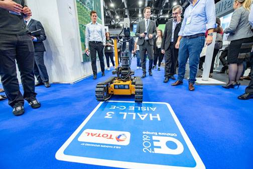 OGRIP: The Oil & Gas Technology Centre is working with companies on the Offshore Ground Robotics Industrial Pilot (OGRIP) prototype, which is now what it calls the world’s first Offshore Work Class Robot (OWCR), shown here at SPE Offshore Europe last year. Photo from SPE Offshore Europe.  
