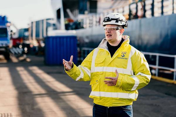 Tidewater’s Assistant Operations Superintendent Chris Tundogan at the dry-docking of the PSV Highland Prestige at Dales Marine Services in Aberdeen. Photos: UniSea/J Dyer Photography