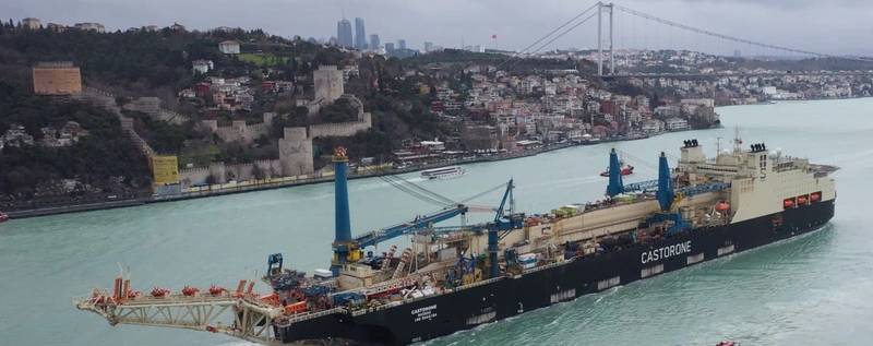 Saipem’s Castorone Vessel on Its Way to Türkiye’s Largest Gas Field