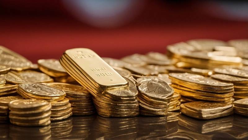 Gold falls on a firm US Dollar, on the way to third weekly gain