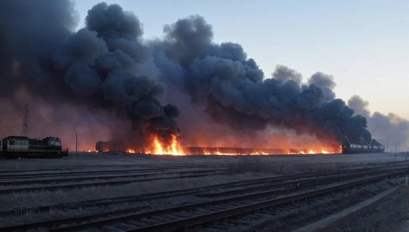 Russian authorities send in trains to combat oil depot fire