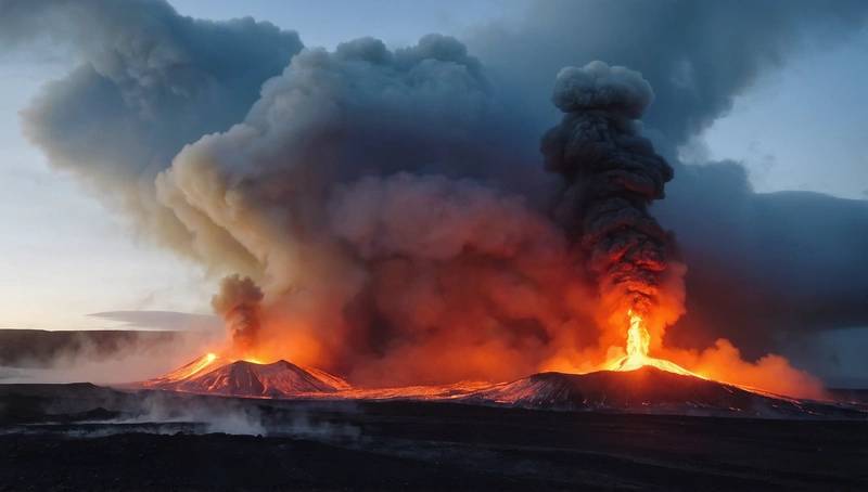 Iceland volcano erupts with lava and smoke