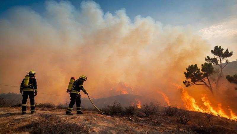 Greece firefighters put out a wildfire near Athens
