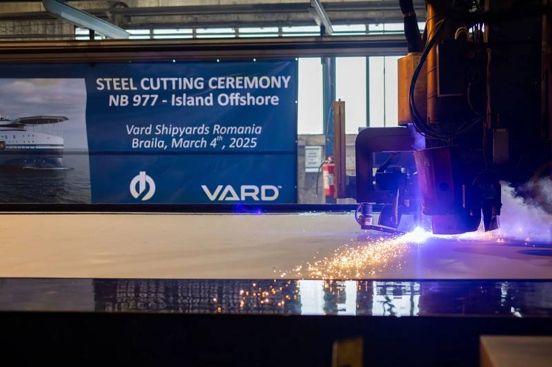 Vard Cuts First Steel for Island Offshore’s Hybrid Construction Vessel