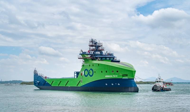 PHOTO Ocean Infinity s First 78 meter Robotic Ship Hits the Water